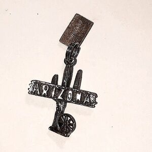 VTG Sterling Bell Trading Post Saguaro Cactus Arizona Souvenir Charm .9”